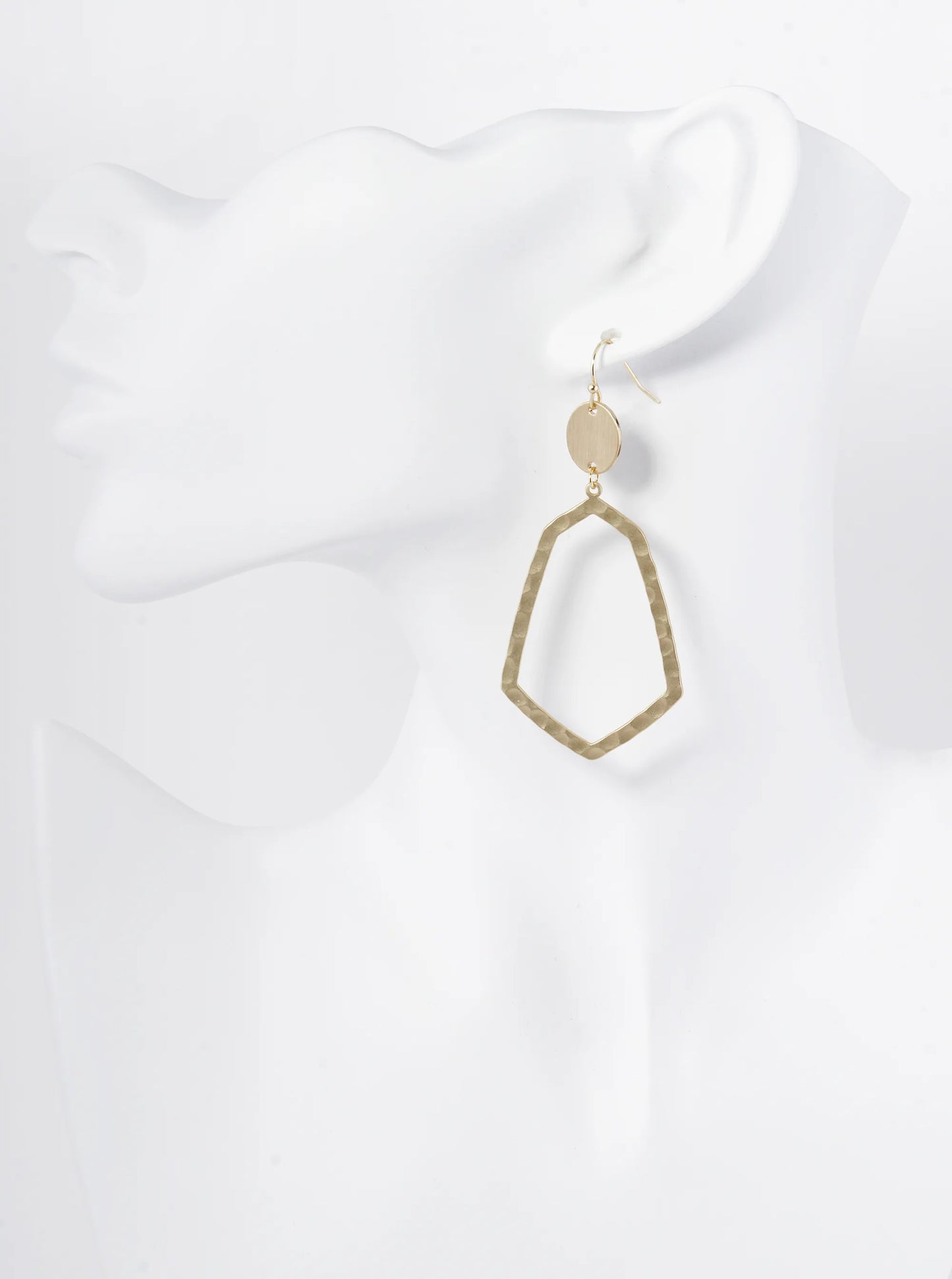 Hammered Metal Geometric Shape Dangle Drop Earrings