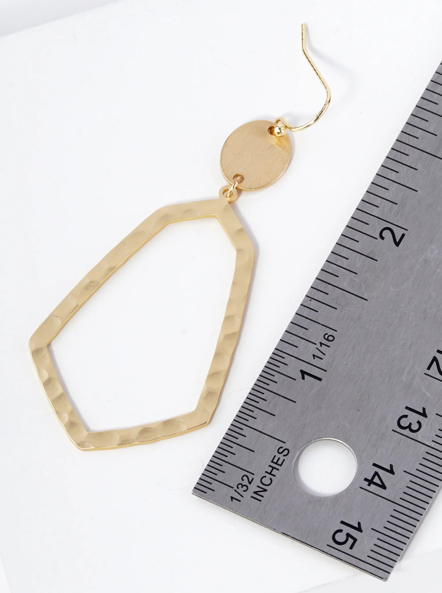 Hammered Metal Geometric Shape Dangle Drop Earrings
