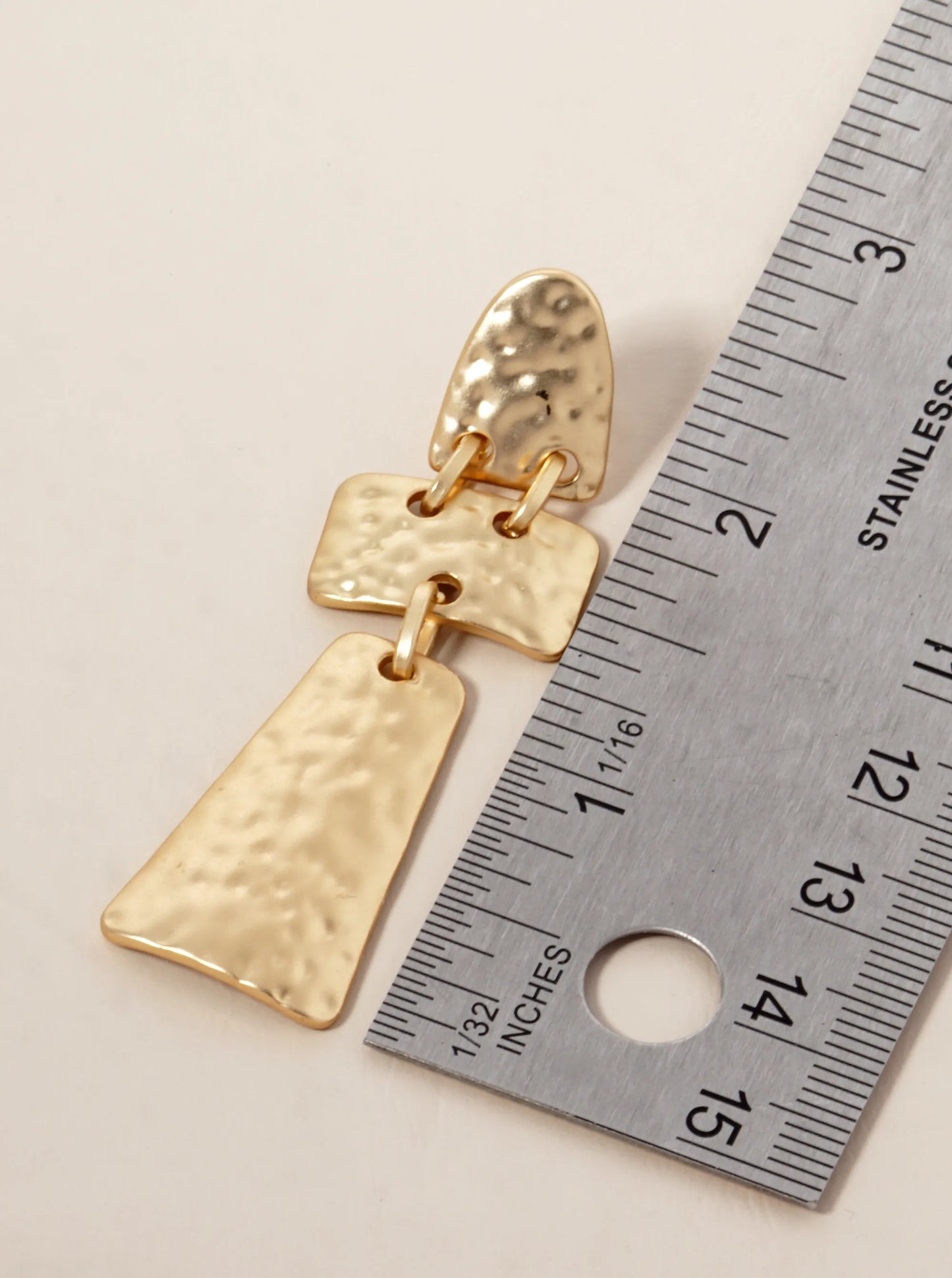 Hammered Metal Geometric Shape Dangle Post Earrings