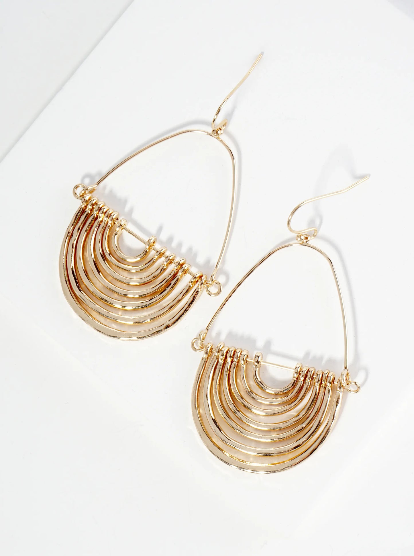 Hammered Metal Geometric Teardrop Dangle Earrings