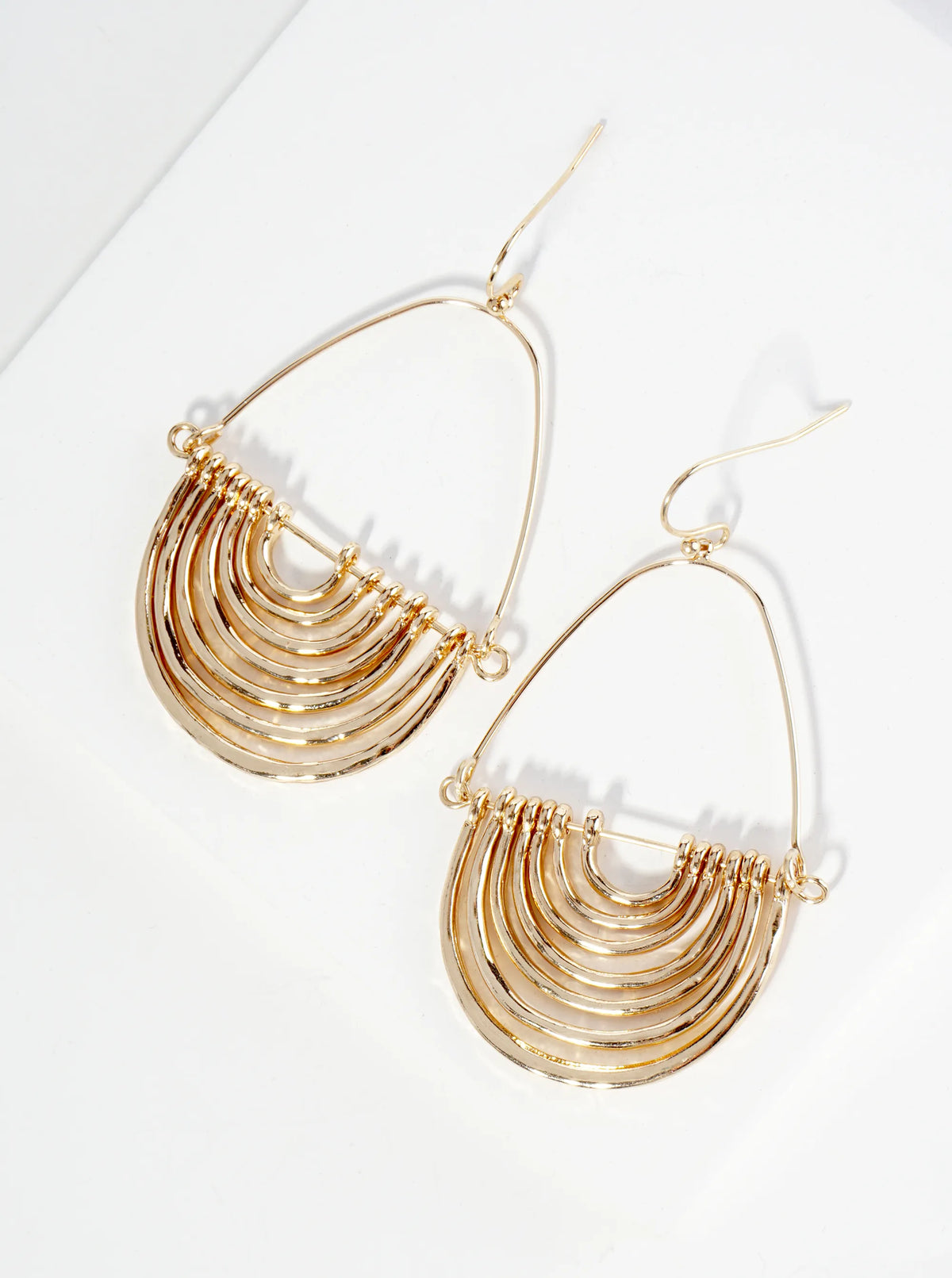 Hammered Metal Geometric Teardrop Dangle Earrings