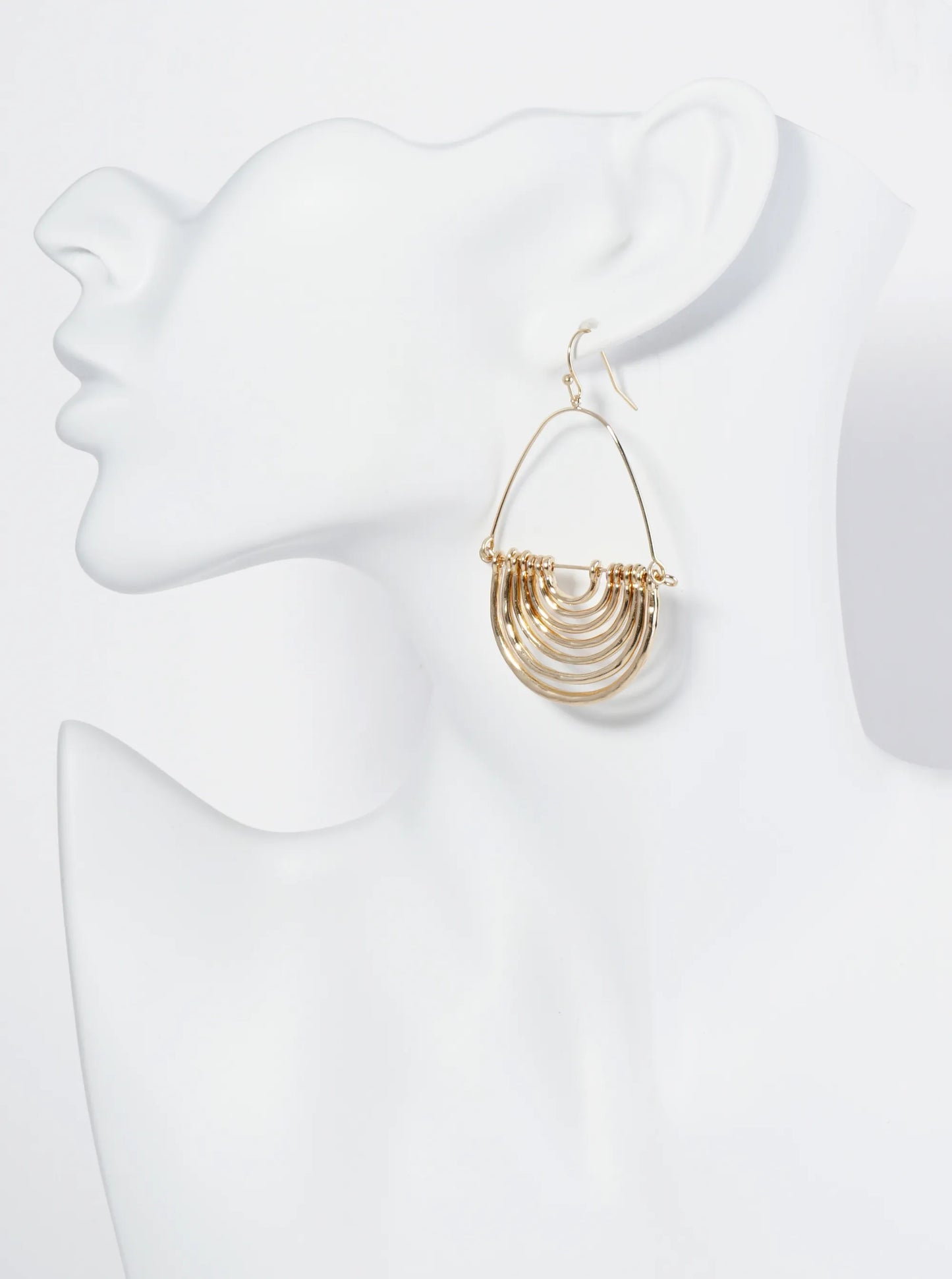 Hammered Metal Geometric Teardrop Dangle Earrings