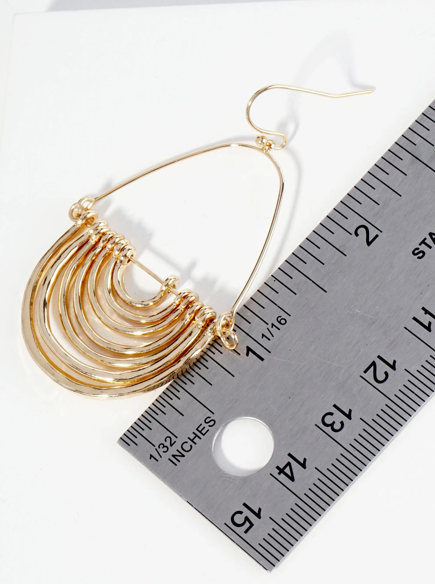 Hammered Metal Geometric Teardrop Dangle Earrings