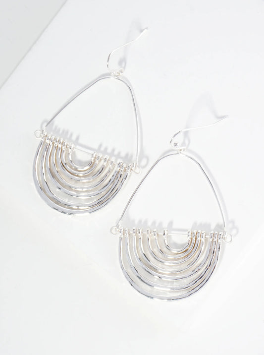 Hammered Metal Geometric Teardrop Dangle Earrings