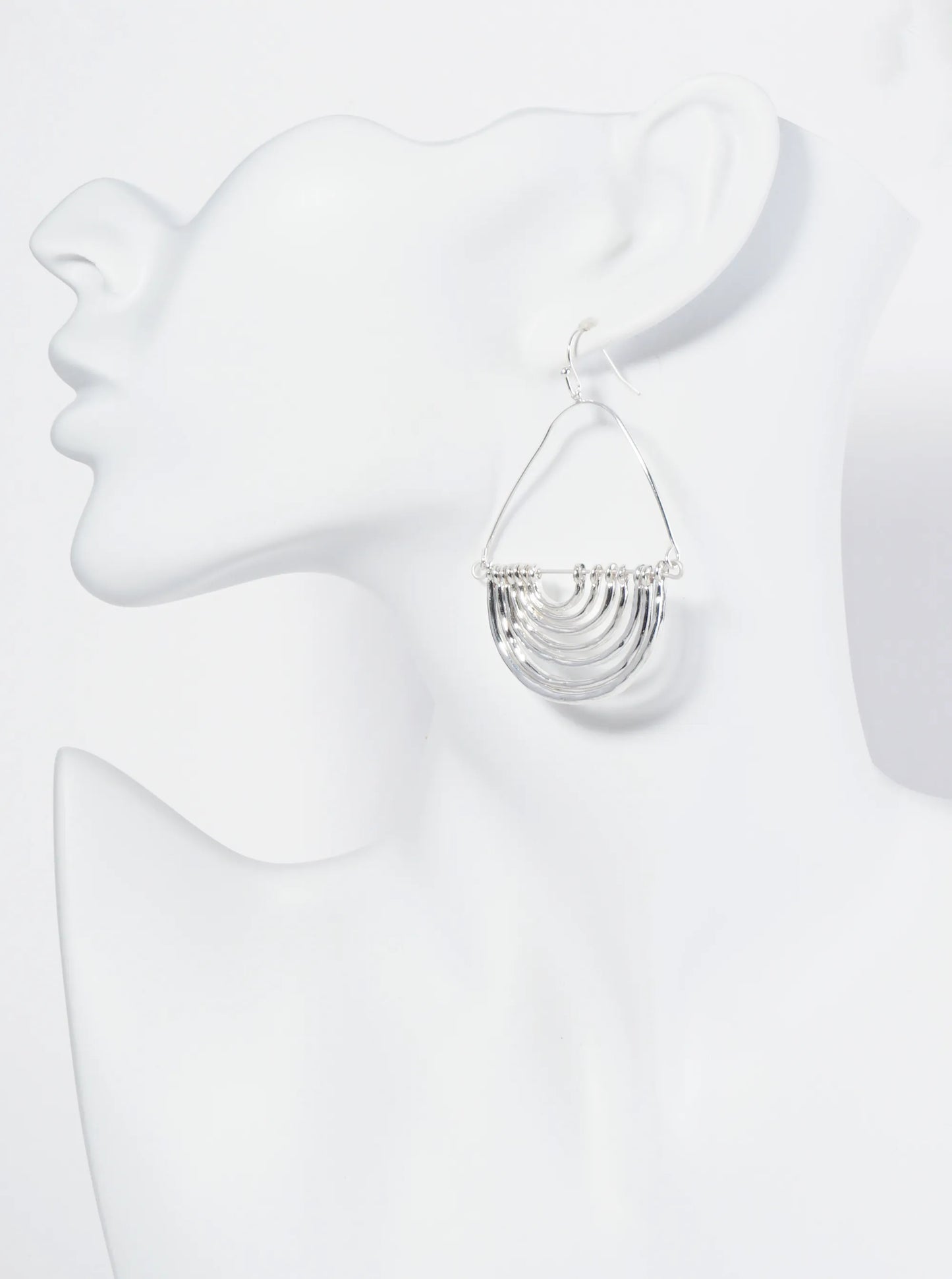 Hammered Metal Geometric Teardrop Dangle Earrings