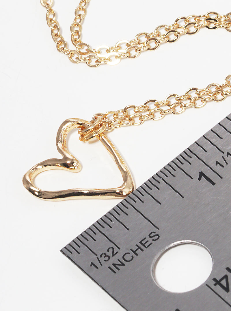 Hammered Metal Heart Pendant Dainty Necklace