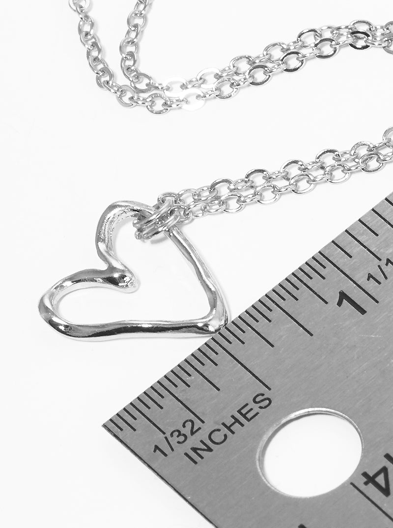 Hammered Metal Heart Pendant Dainty Necklace