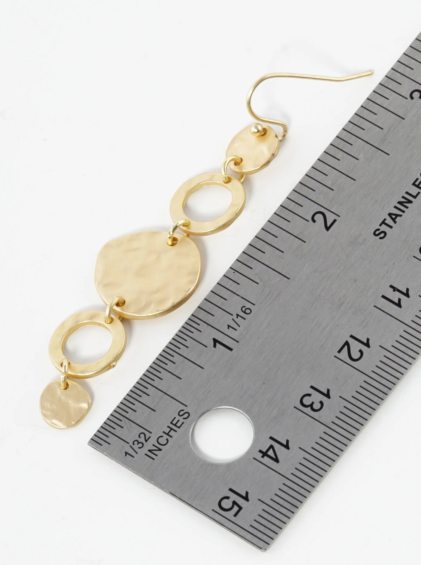 Hammered Metal Multi Circle Disc Drop Dangle Earrings
