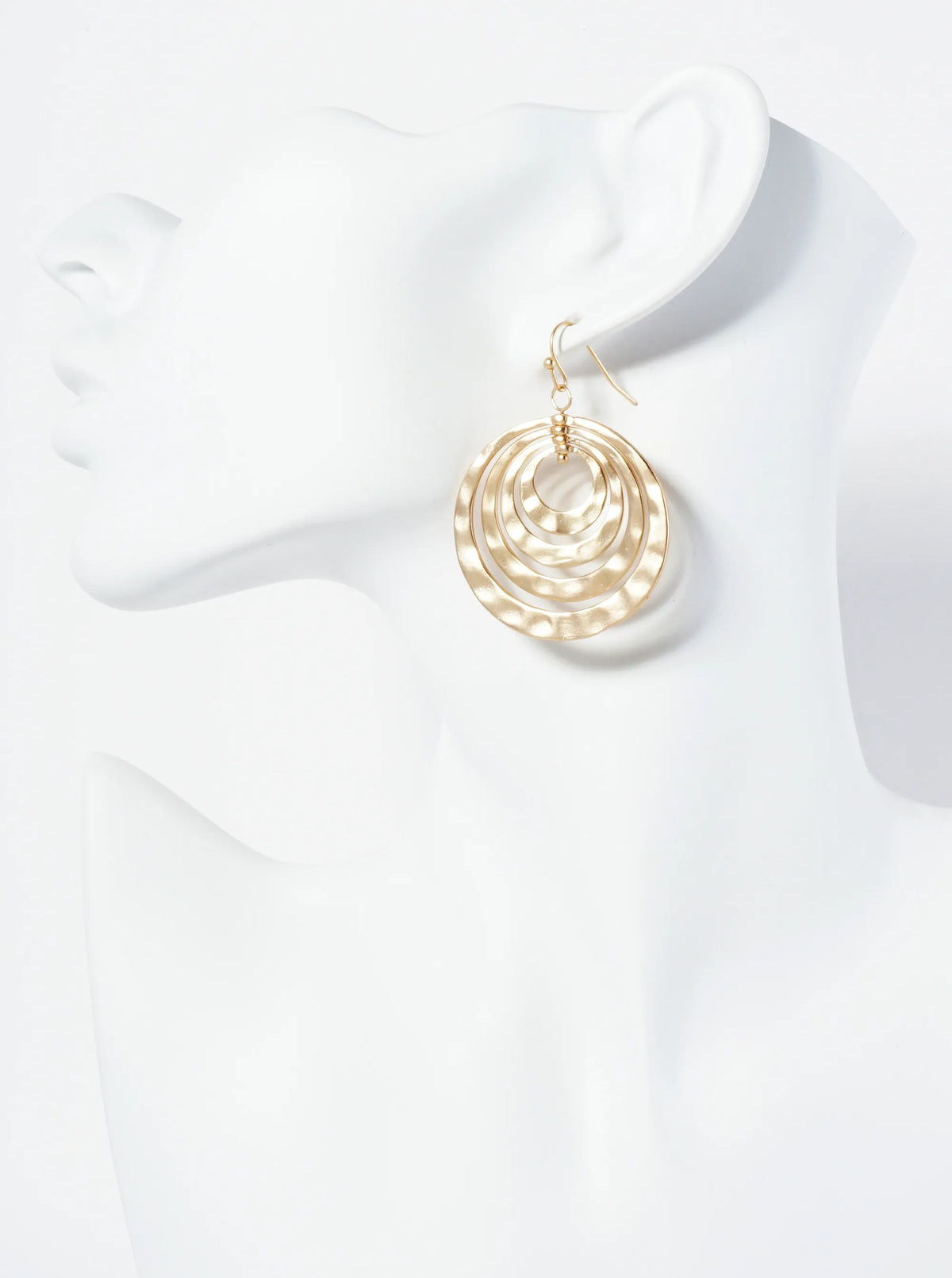 Hammered Metal Multiple Circle Dangle Earrings