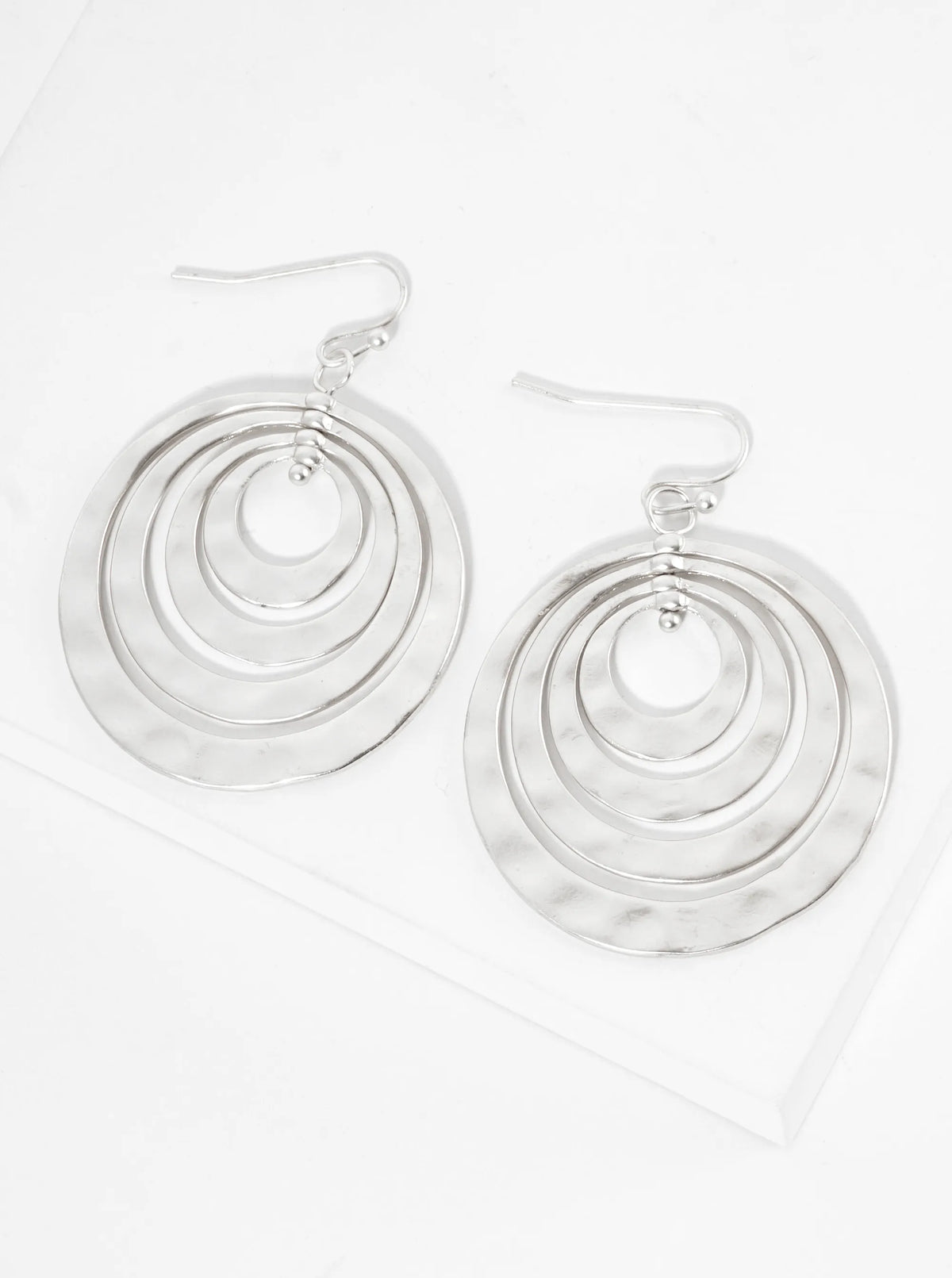 Hammered Metal Multiple Circle Dangle Earrings