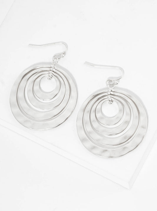 Hammered Metal Multiple Circle Dangle Earrings