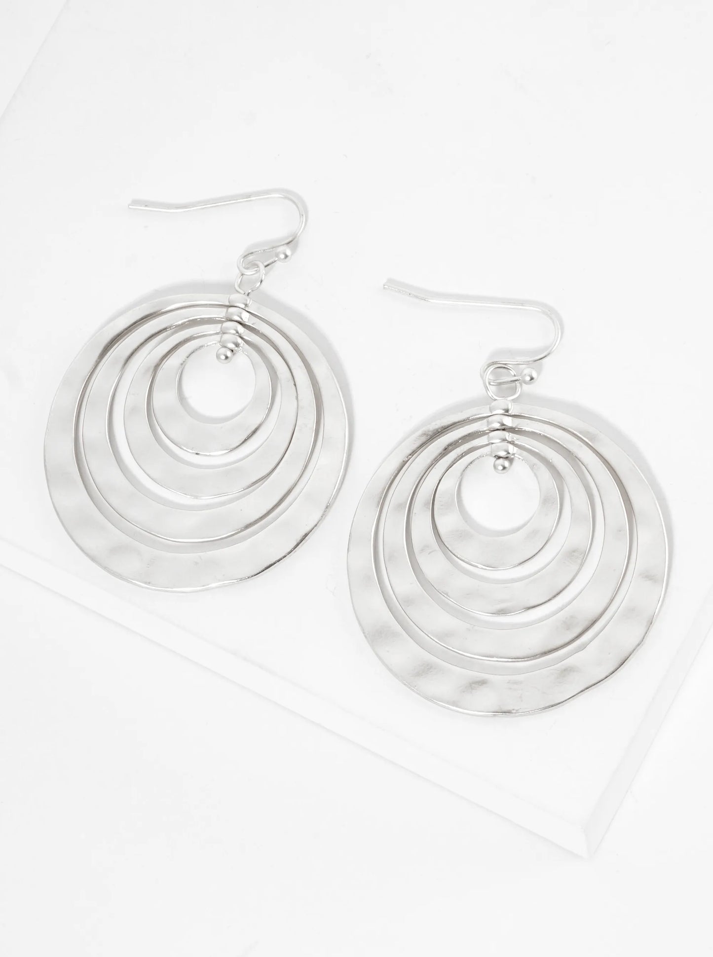 Hammered Metal Multiple Circle Dangle Earrings