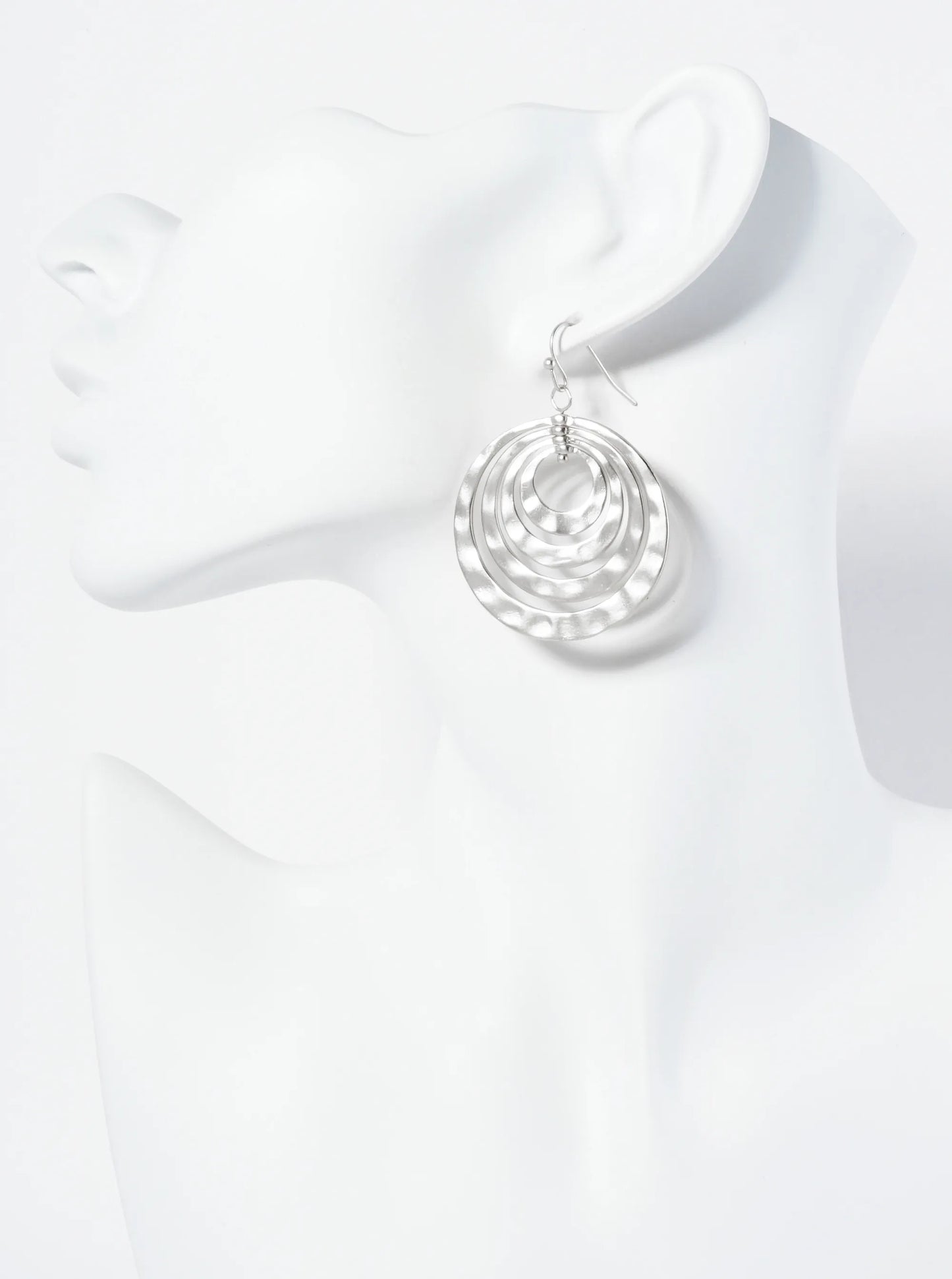 Hammered Metal Multiple Circle Dangle Earrings