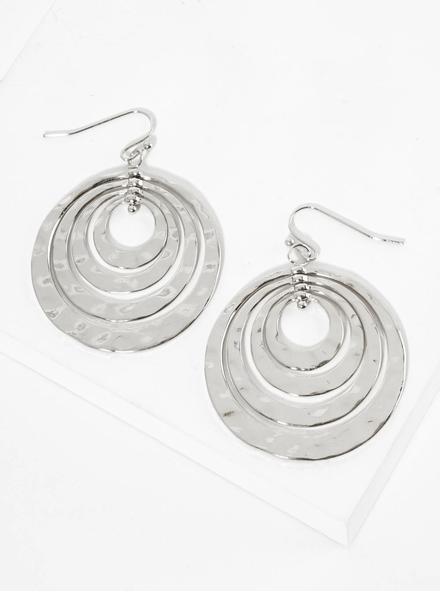 Hammered Metal Multiple Circle Dangle Earrings
