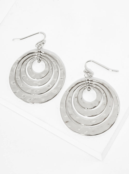 Hammered Metal Multiple Circle Dangle Earrings