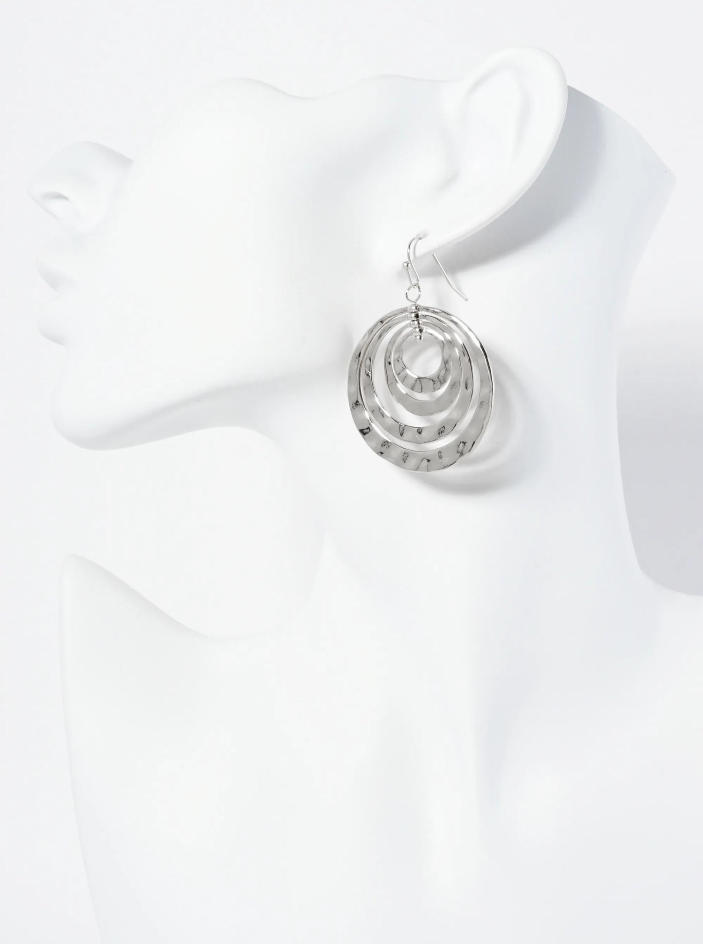 Hammered Metal Multiple Circle Dangle Earrings