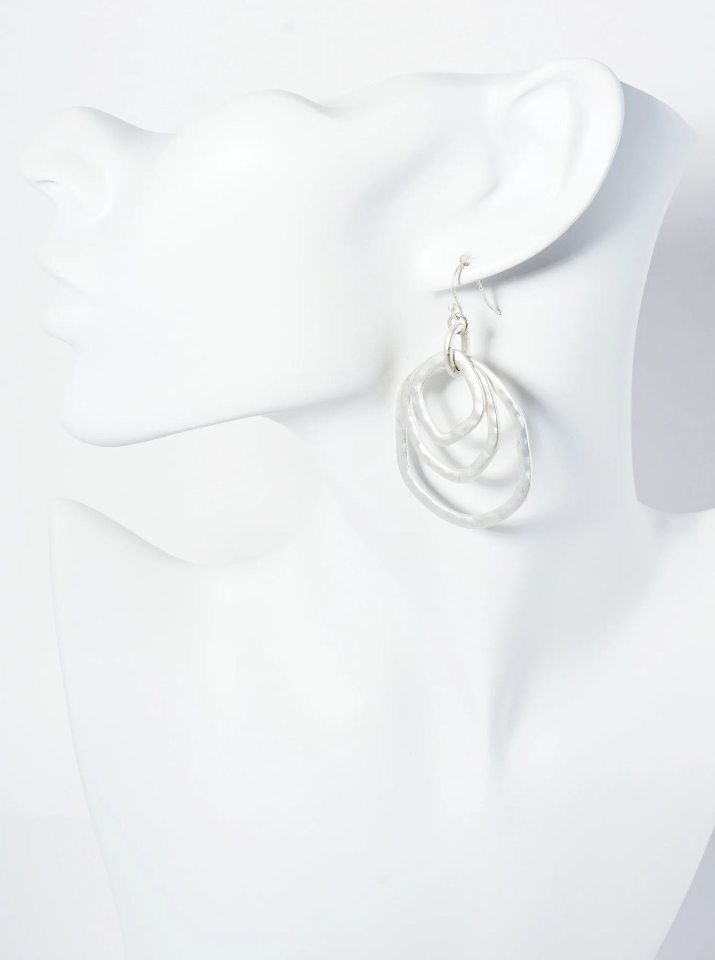 Hammered Metal Organic Multi Circle Drop Dangle Earrings