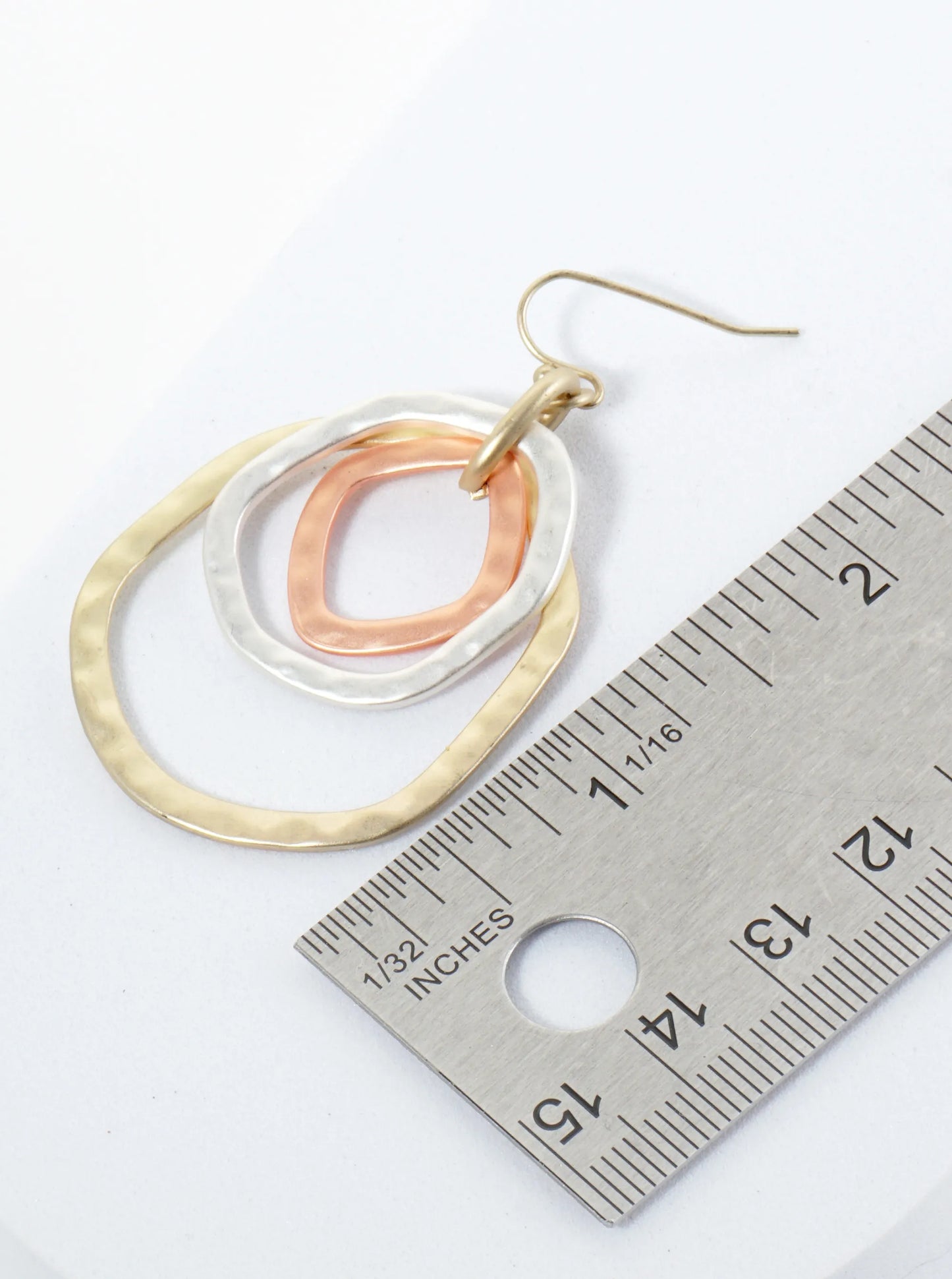Hammered Metal Organic Multi Circle Drop Dangle Earrings