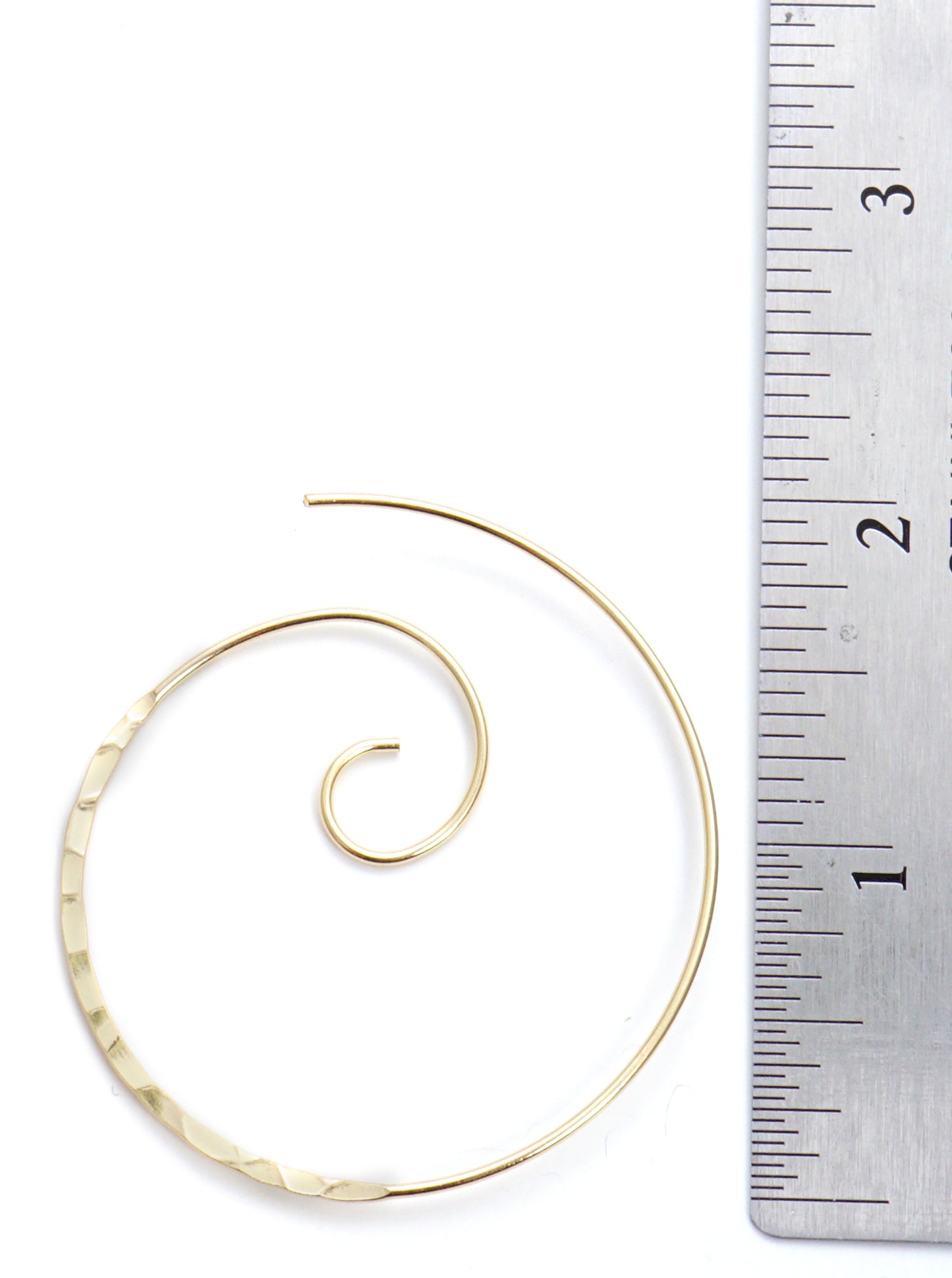 Hammered Metal Spiral Lightweight Hoop Earrings