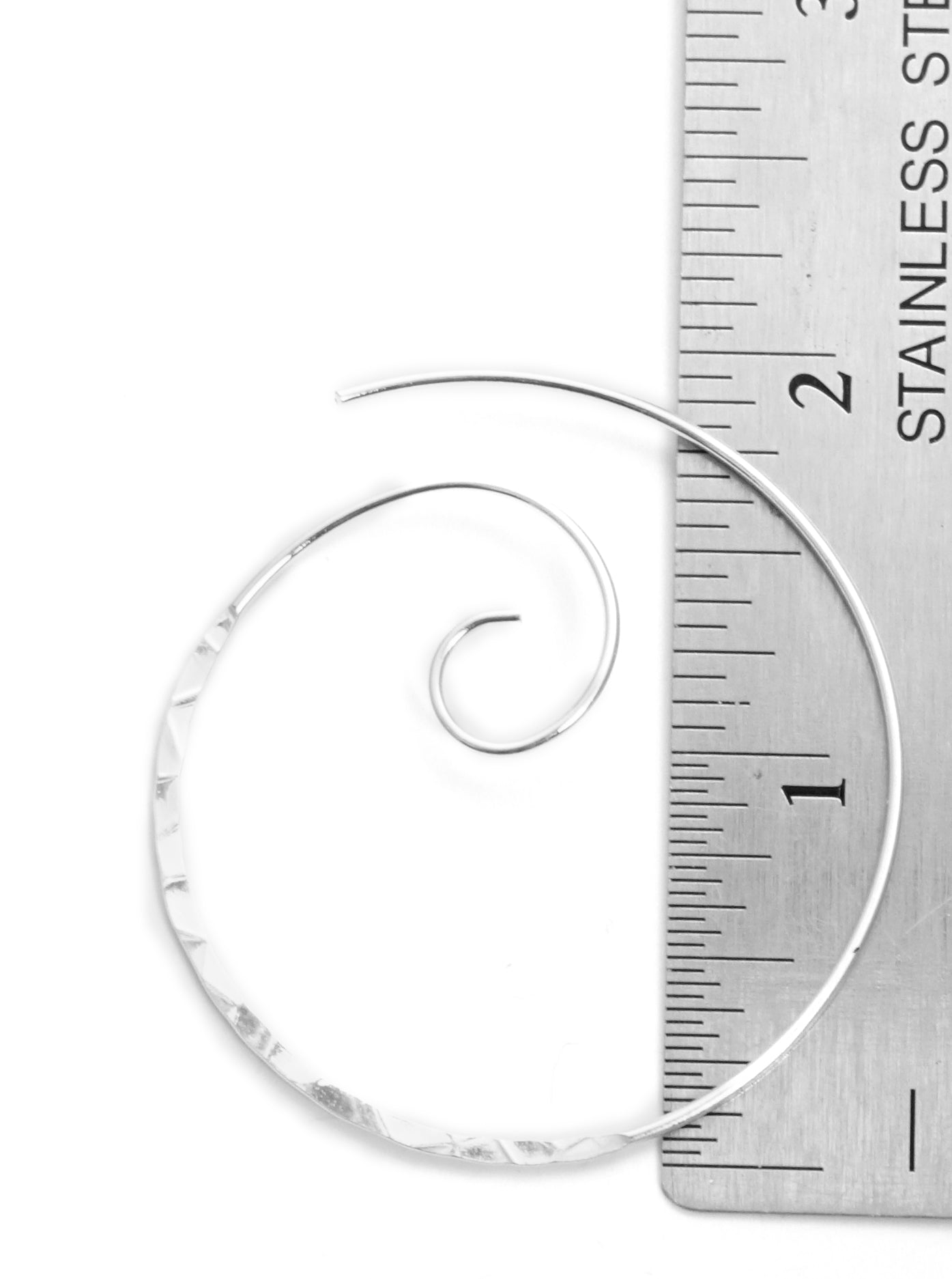 Hammered Metal Spiral Lightweight Hoop Earrings
