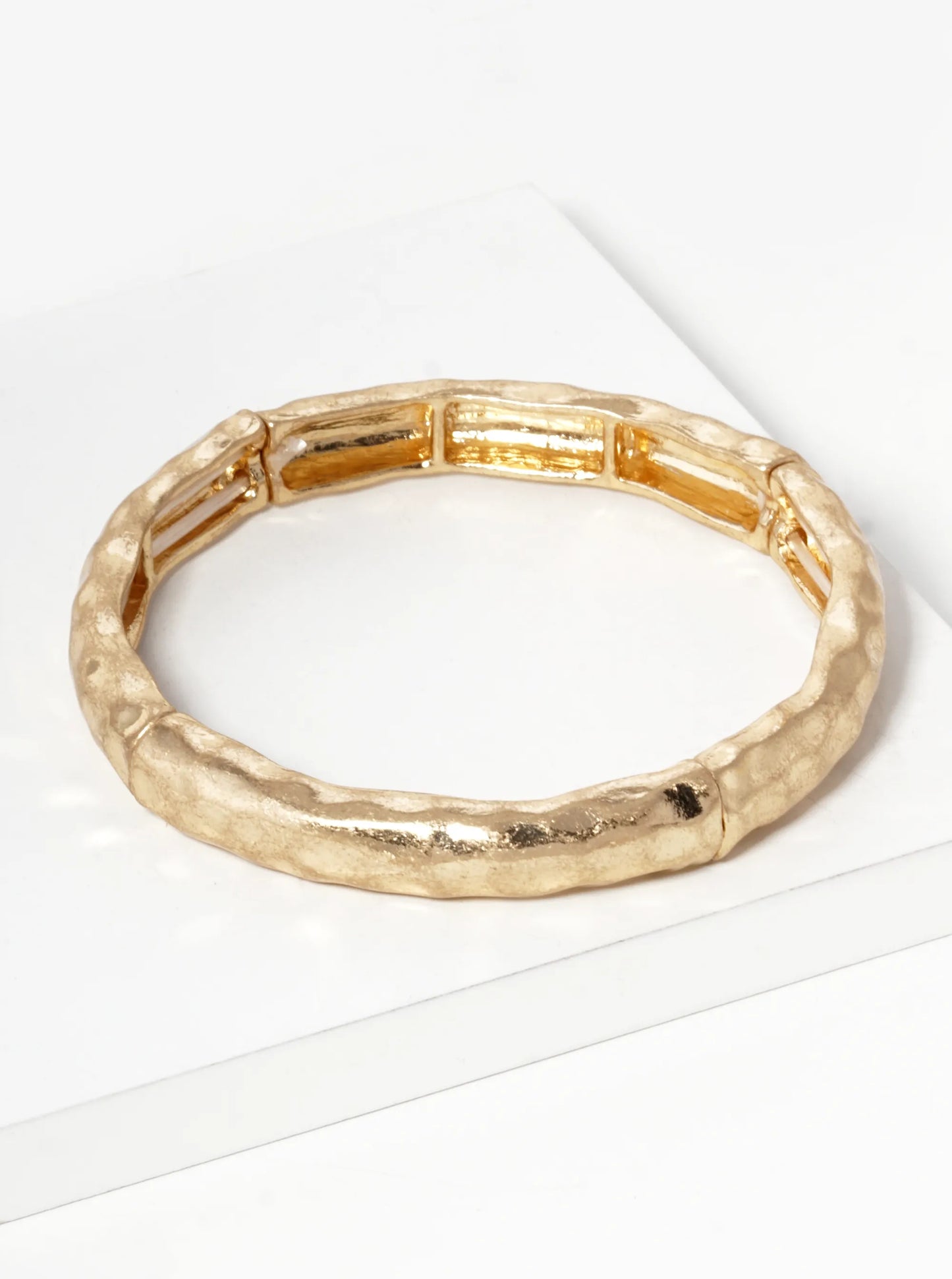 Hammered Metal Stretch Bangle Bracelet