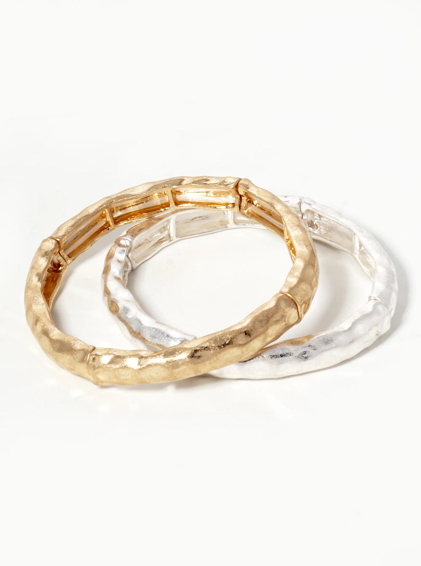 Hammered Metal Stretch Bangle Bracelet