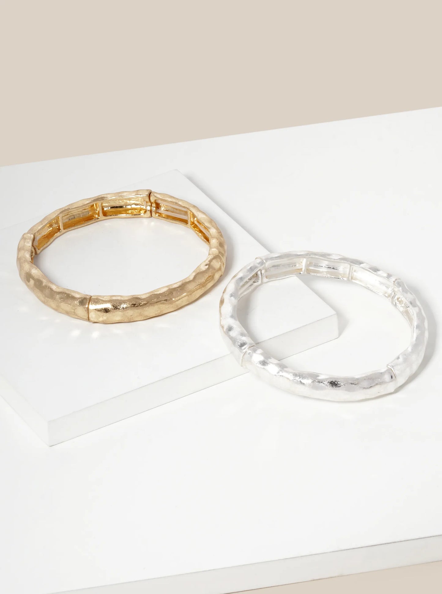Hammered Metal Stretch Bangle Bracelet