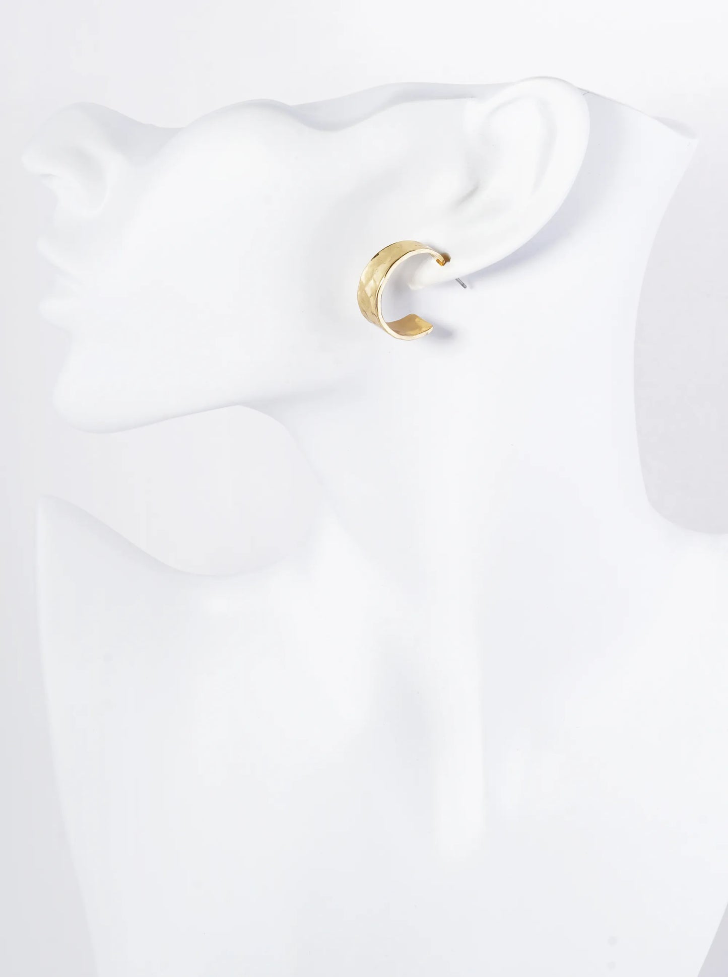 Hammered Metal Tapered 20mm Wide Open Hoop Earrings