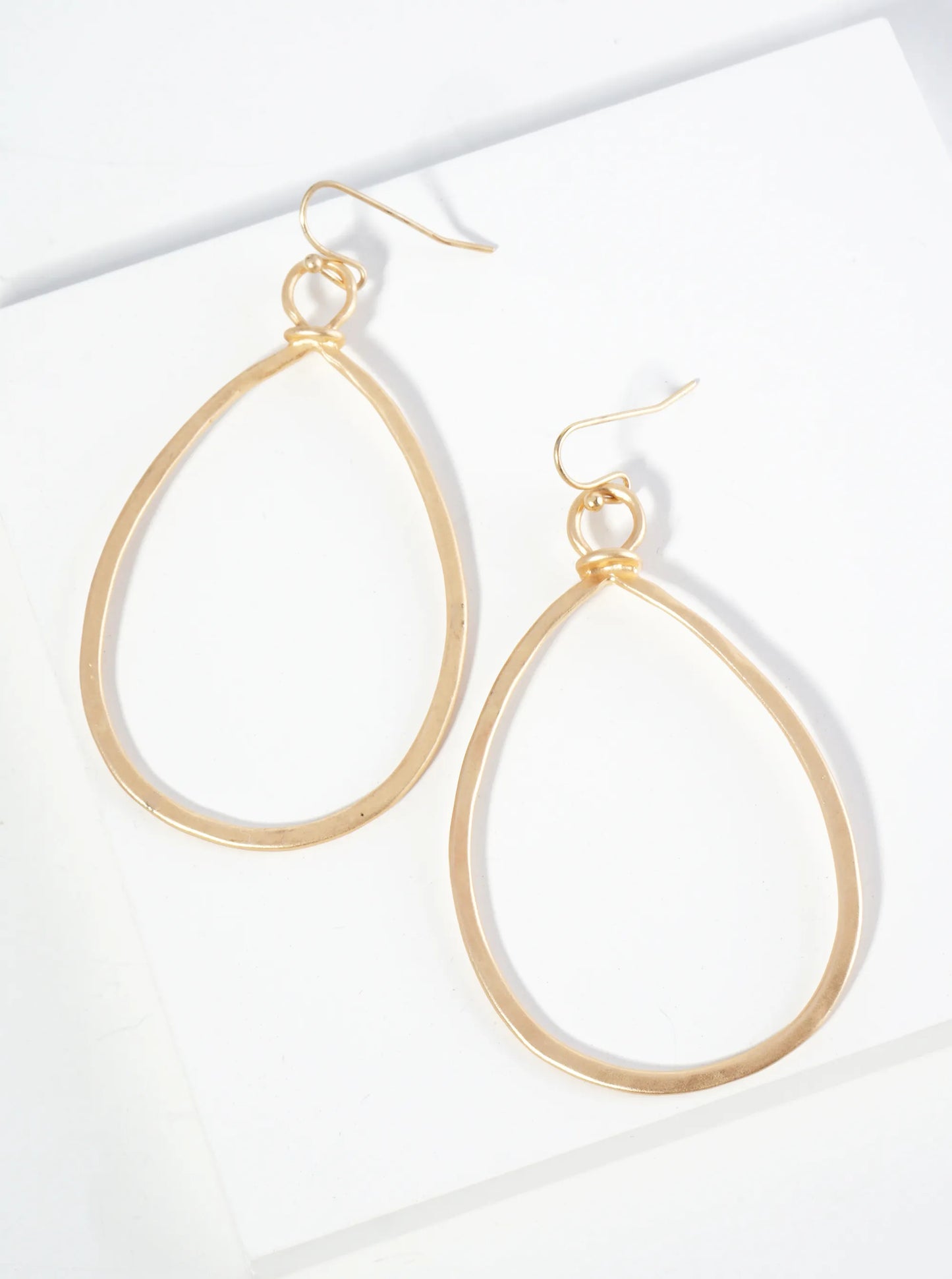 Hammered Metal Teardrop Dangle Earrings
