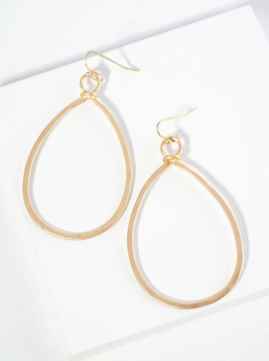 Hammered Metal Teardrop Dangle Earrings
