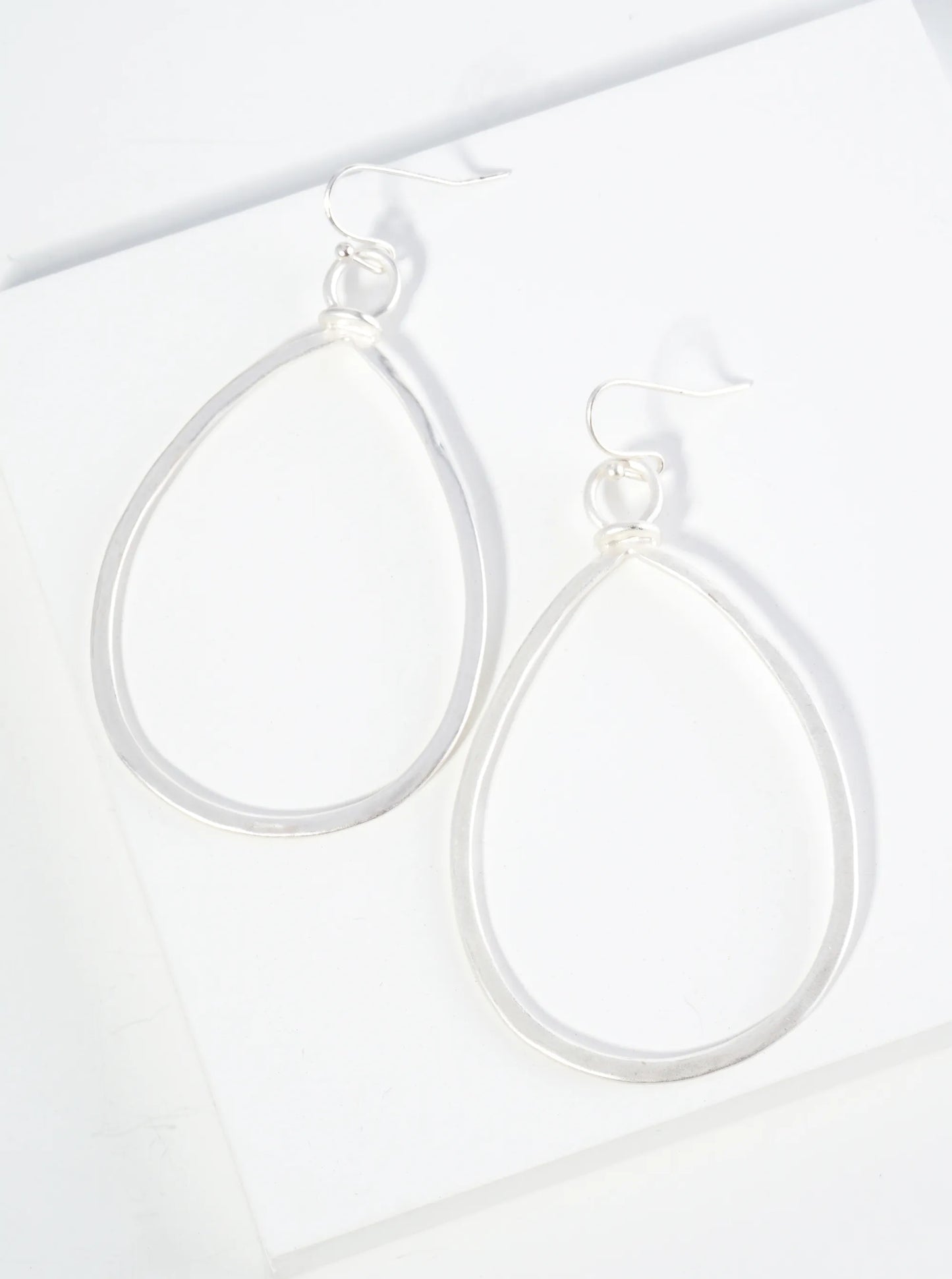 Hammered Metal Teardrop Dangle Earrings
