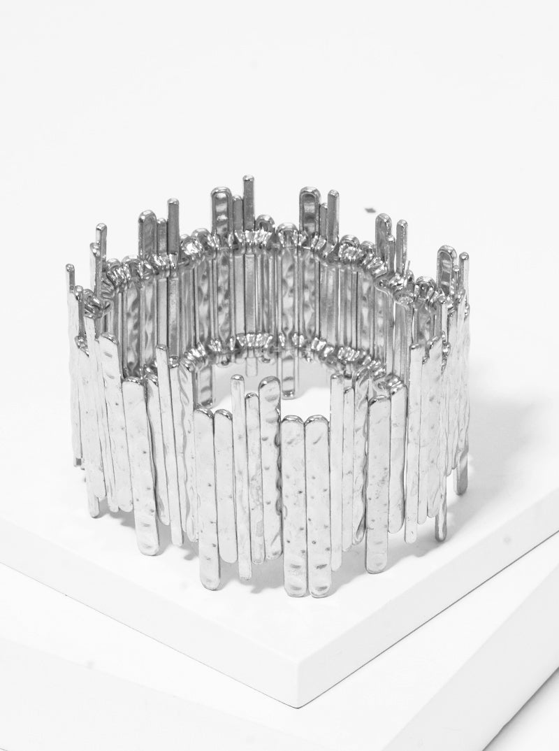 Hammered Metal The Fence Stretch Bangle Bracelet