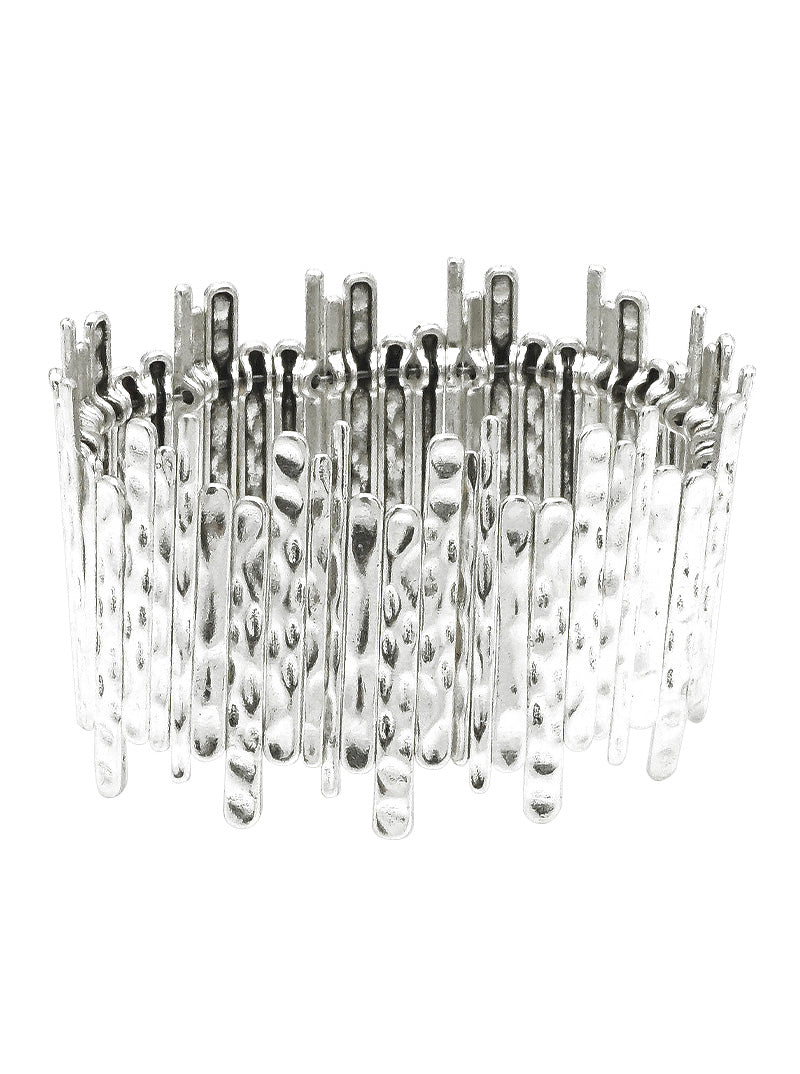 Hammered Metal The Fence Stretch Bangle Bracelet
