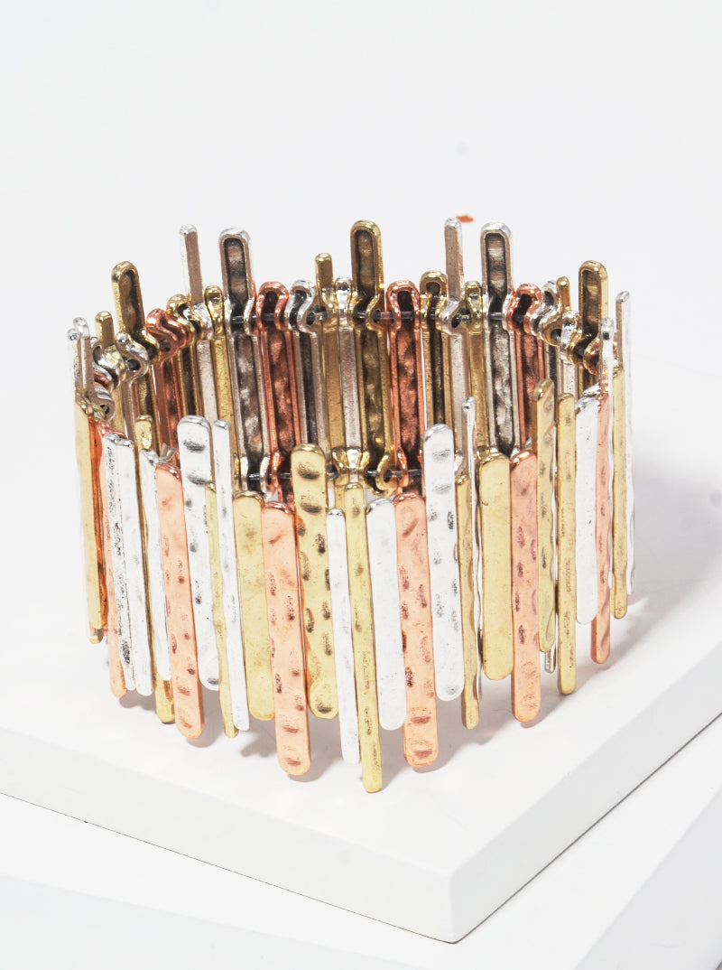 Hammered Metal The Fence Stretch Bangle Bracelet