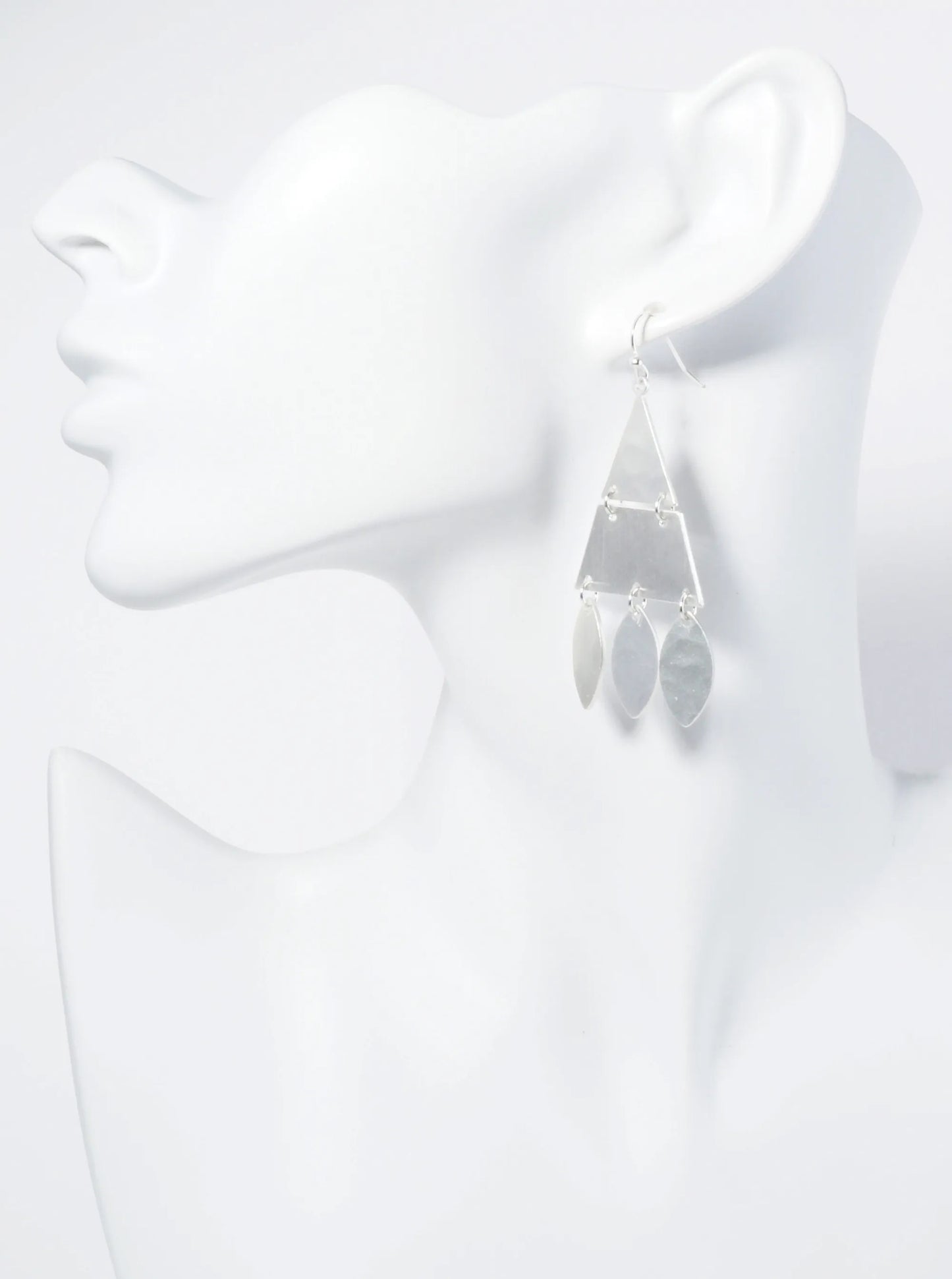 Hammered Metal Triangle Geometric Dangle Earrings