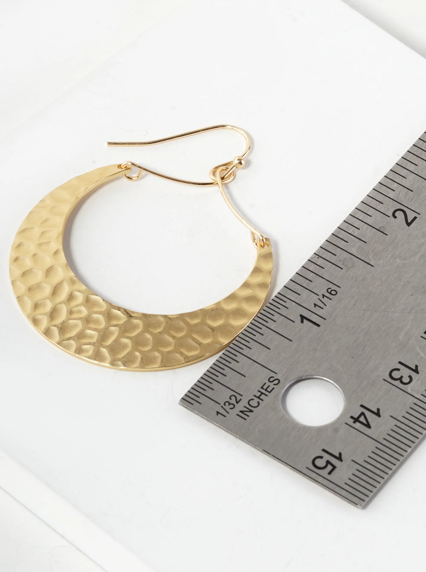 Hammered Metal Wired Crescent Moon Drop Dangle Earrings