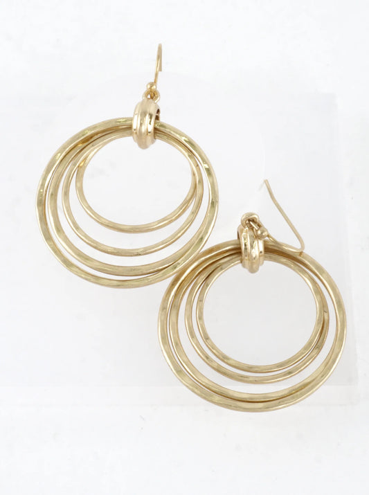 Hammered Multi Circle Drop Dangle Earrings