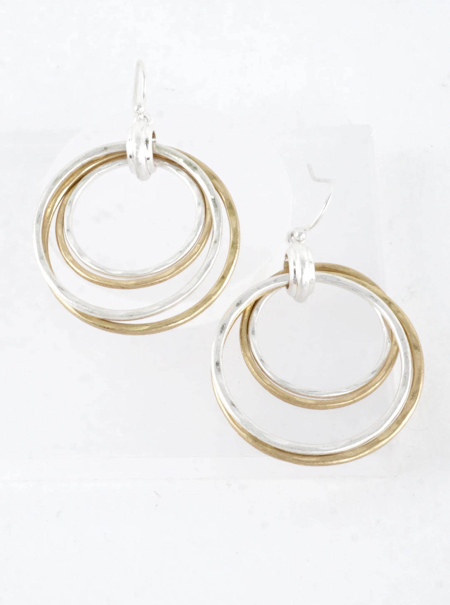 Hammered Multi Circle Drop Dangle Earrings