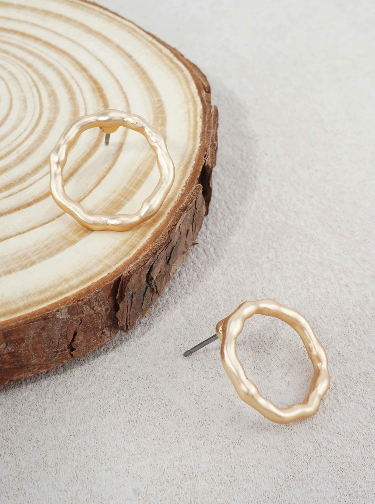 Hammered Open Circle Post Earrings