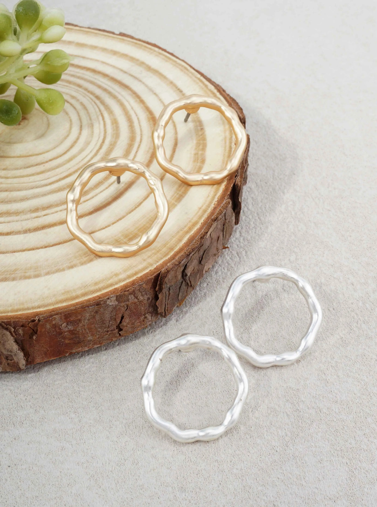 Hammered Open Circle Post Earrings