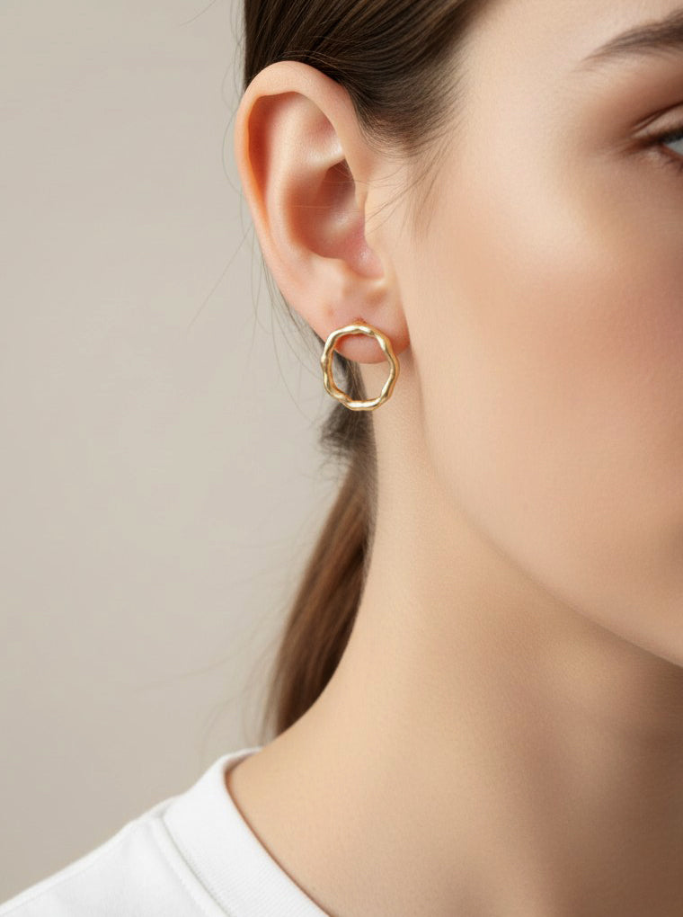 Hammered Open Circle Post Earrings
