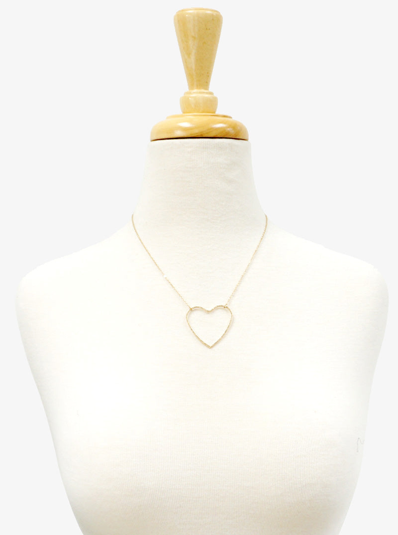 Hammered Open Heart Pendant Necklace