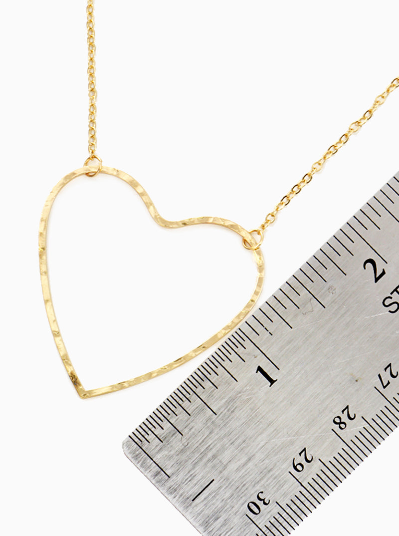 Hammered Open Heart Pendant Necklace