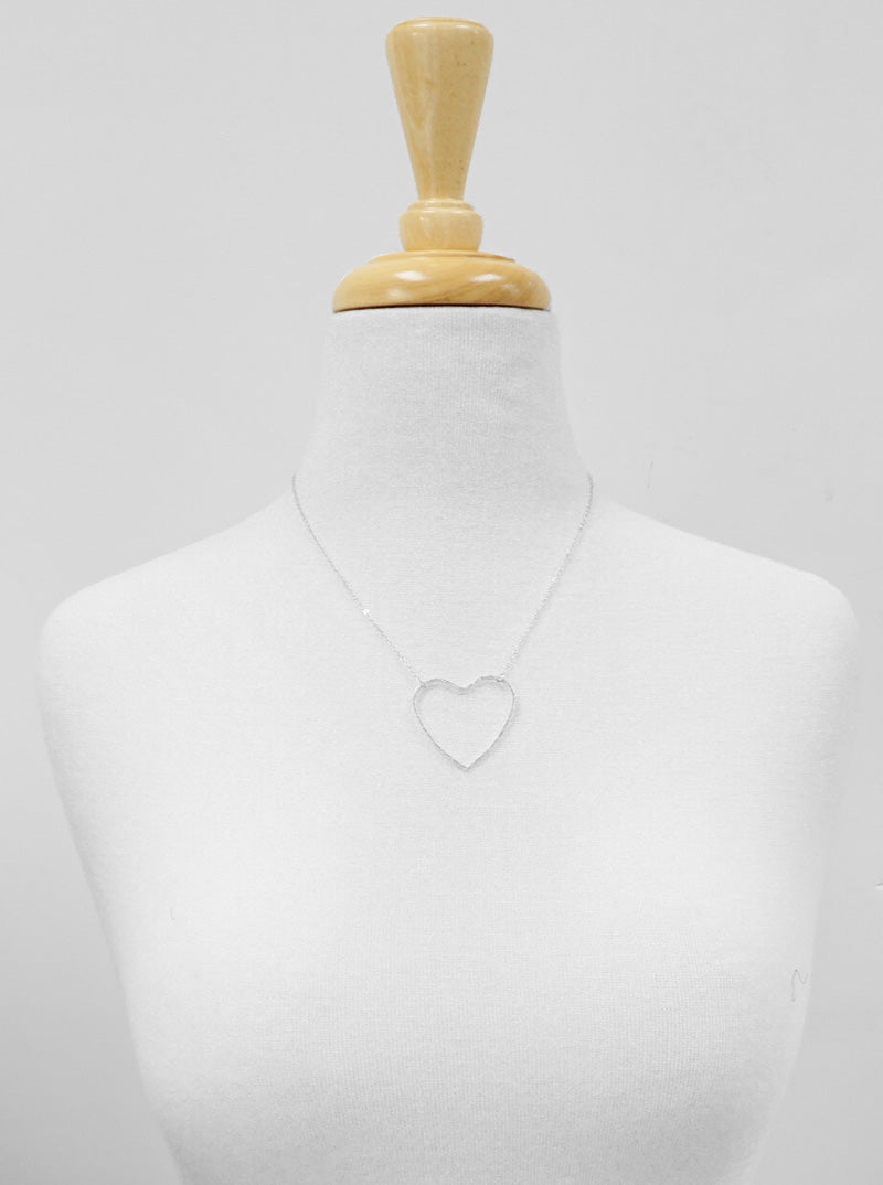 Hammered Open Heart Pendant Necklace