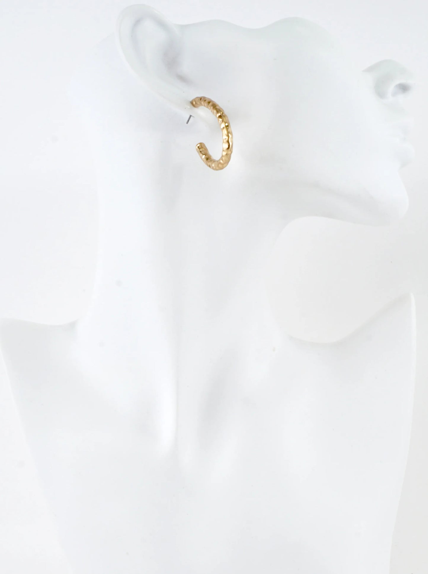 Hammered Organic Elongated Oval Hoop Earrings
