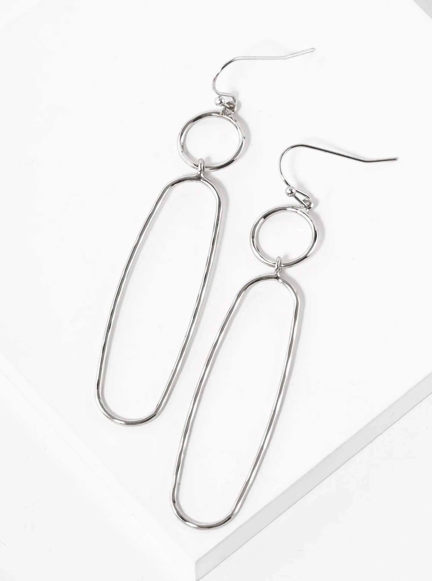 Hammered Oval Drop Lightweight Brass Dangle Earrings