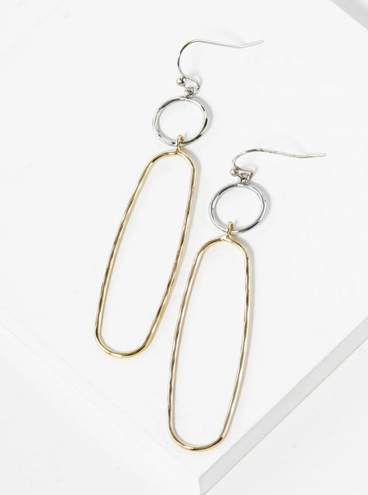 Hammered Oval Drop Lightweight Brass Dangle Earrings