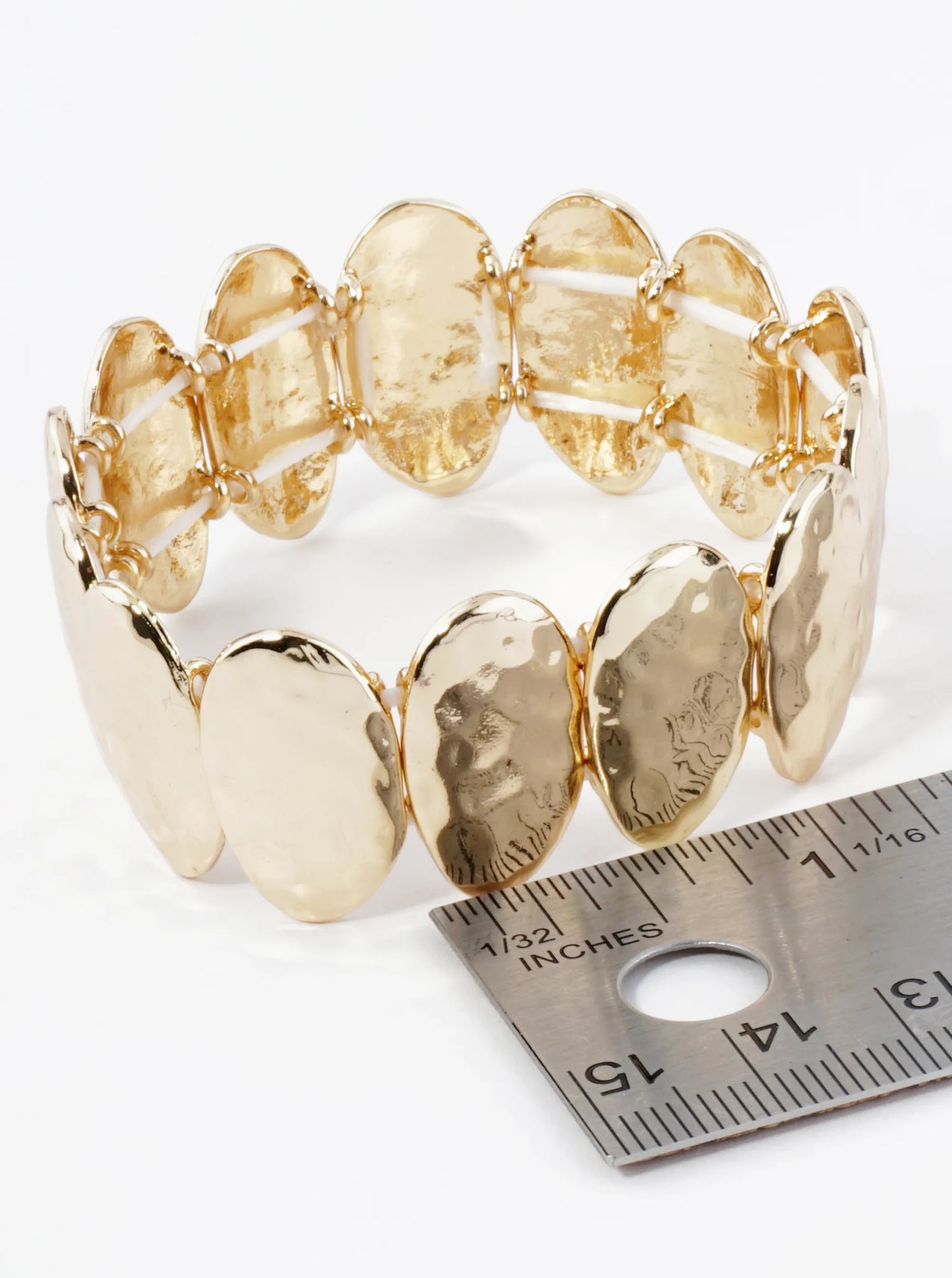 Hammered Oval Metal Stretch Bangle Bracelet