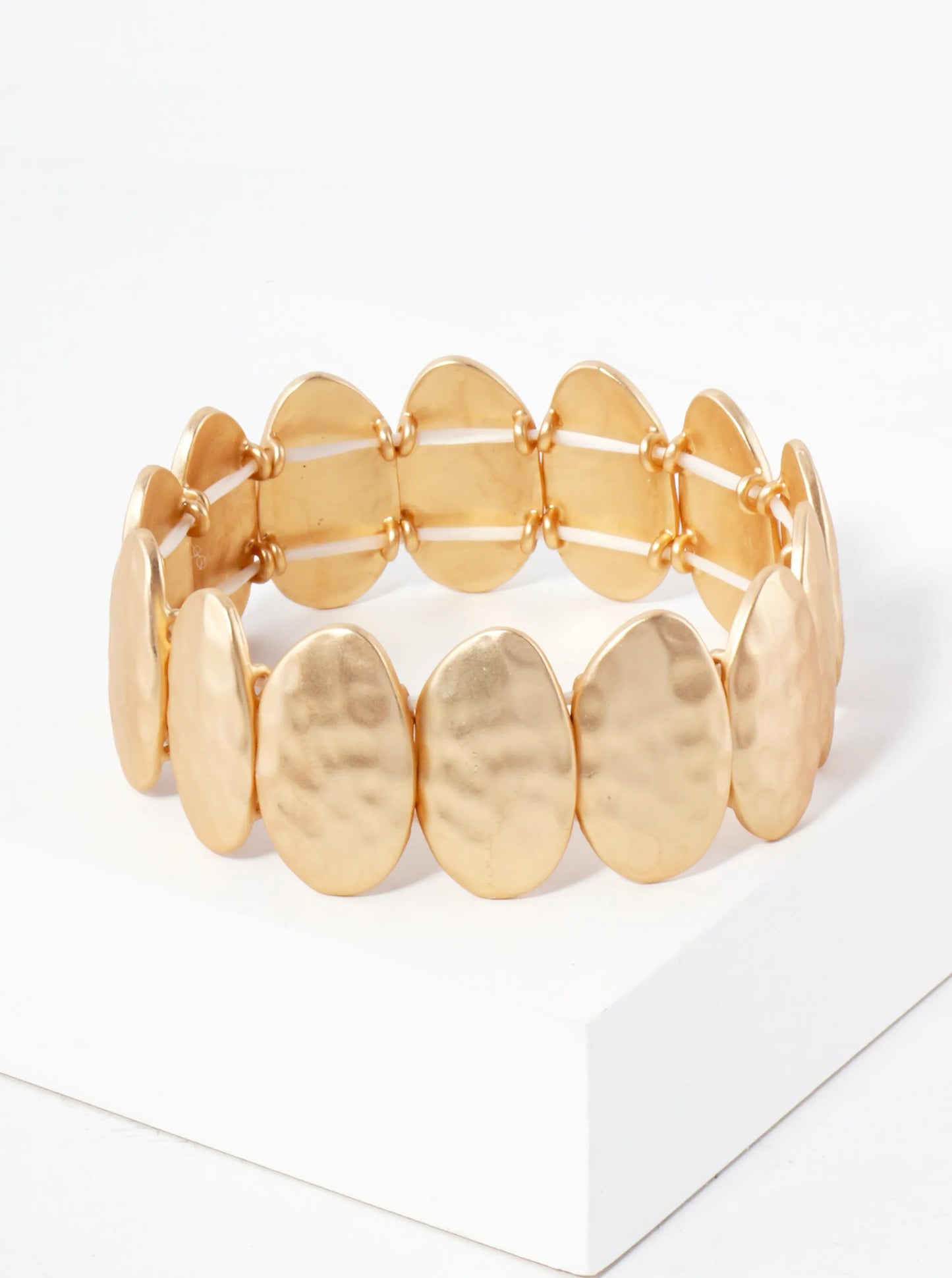 Hammered Oval Metal Stretch Bangle Bracelet