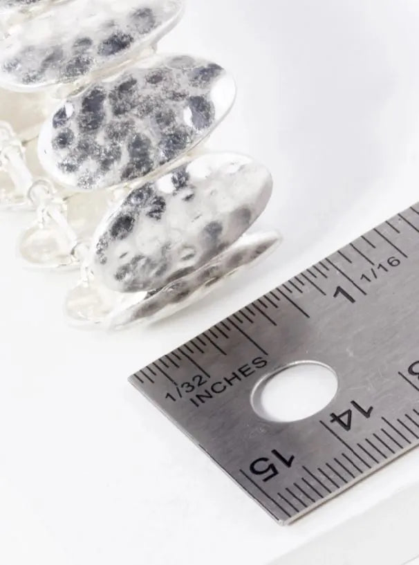 Hammered Oval Metal Stretch Bangle Bracelet